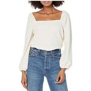 NWT Madewell Crepe Square-Neck Puff Sleeve Top
